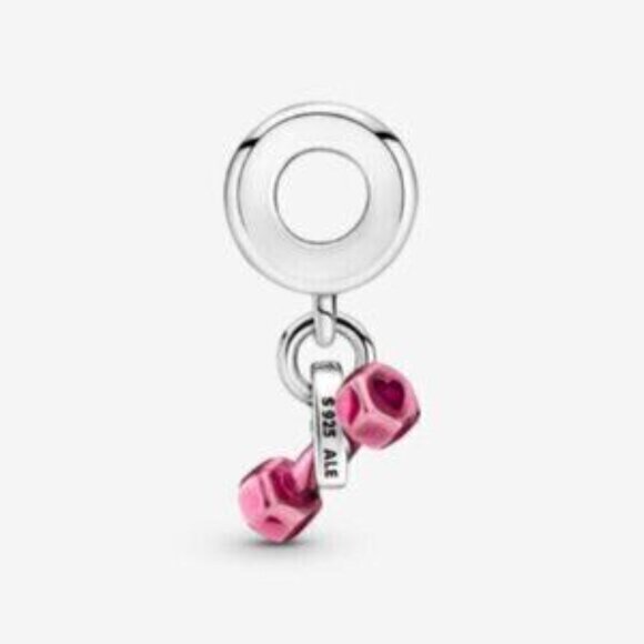 Pandora Dumbbell & Heart Dangle Charm - Picture 4 of 4